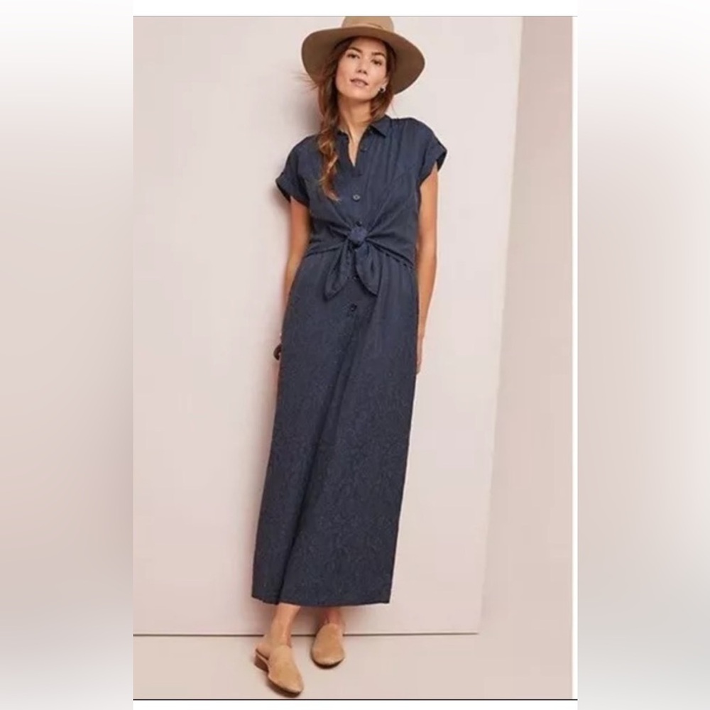 Anthropologie Tie-Waist jumpsuit in Navy size 0